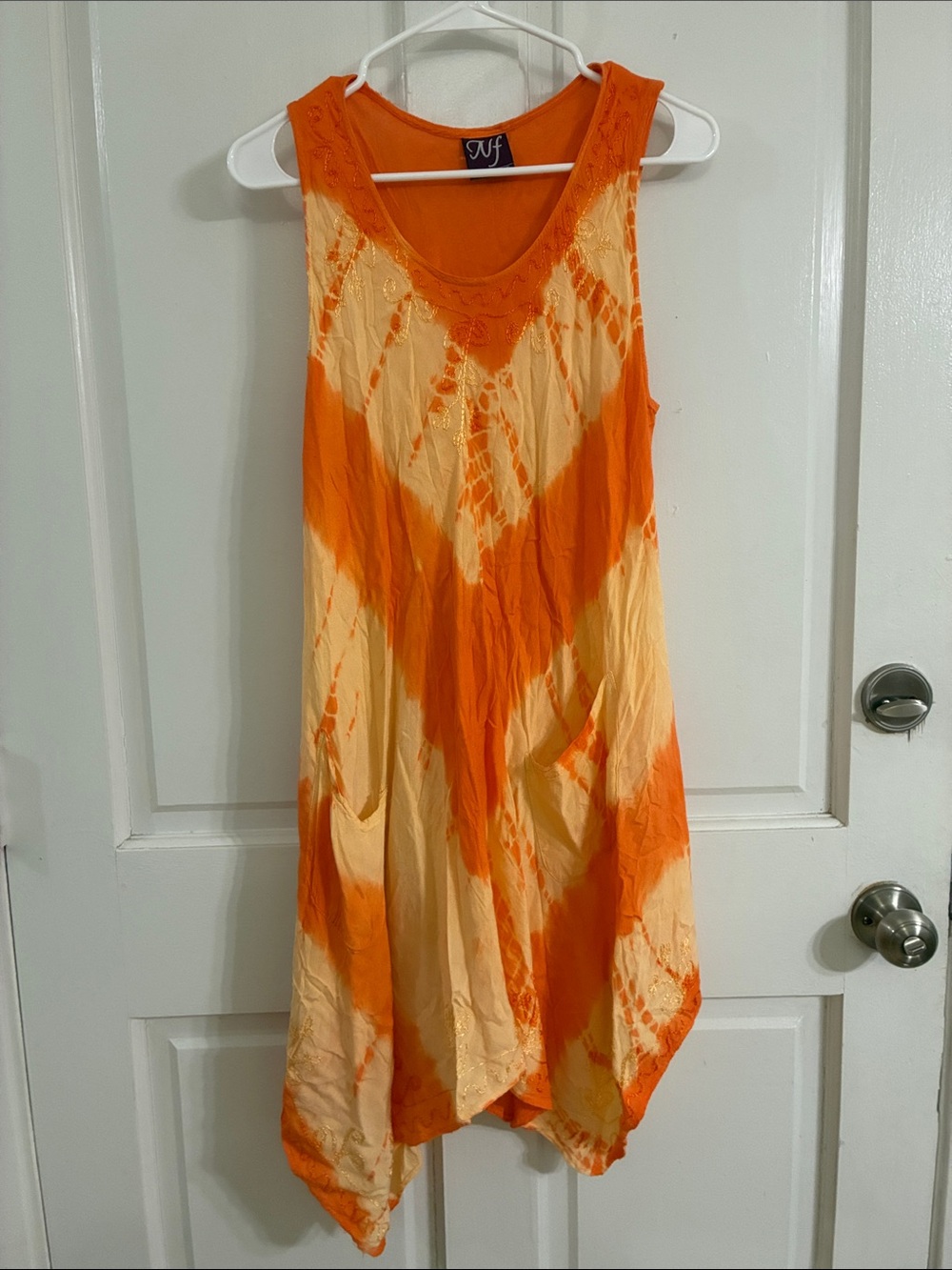 Orange and Cream Tie-Dye Sleeveless Tunic